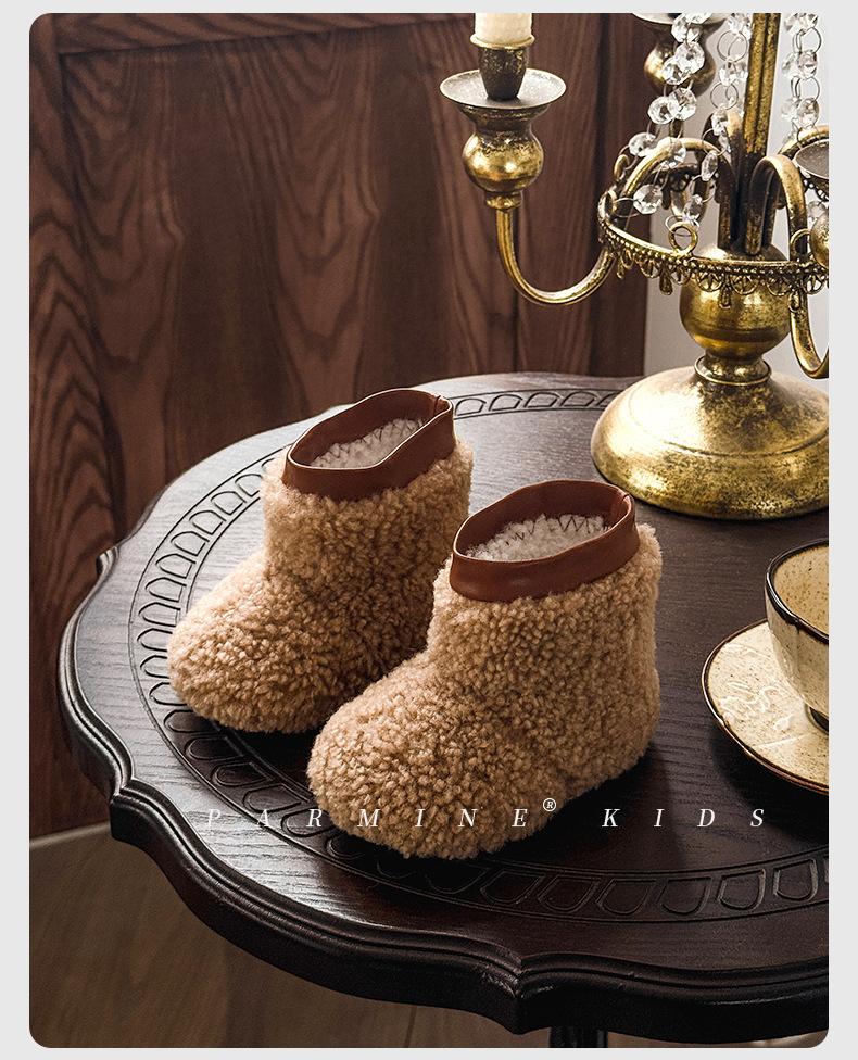 真羊毛宝宝保暖毛毛棉靴加绒加厚冬季新款男女小童雪地靴儿童短靴详情8