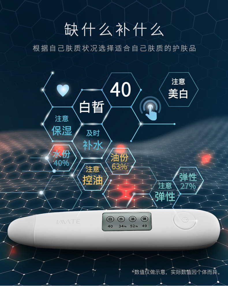 白皙度皮肤检测仪测试仪笔脸面部肌肤水油份智能美容仪器家用详情14