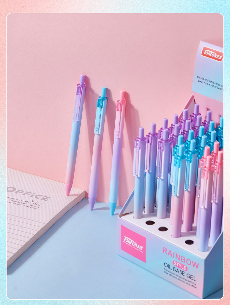 Wholesale in stock: Smooth oil pen with a jumping 598EMINI head, gradient color heat transfer oil pen pic 11