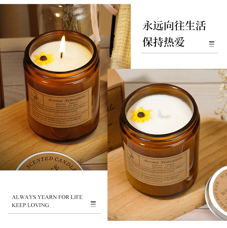 Aromatherapy candles, smokeless handmade soybean candles, romantic atmosphere, aromatherapy essential oil candles wholesale, glass candles pic 9