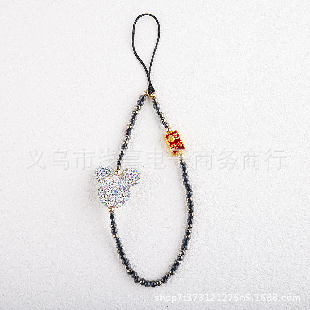 新年款中国风手机链 国潮红色葫芦宝石富婆手机挂链 串珠财神挂饰详情5