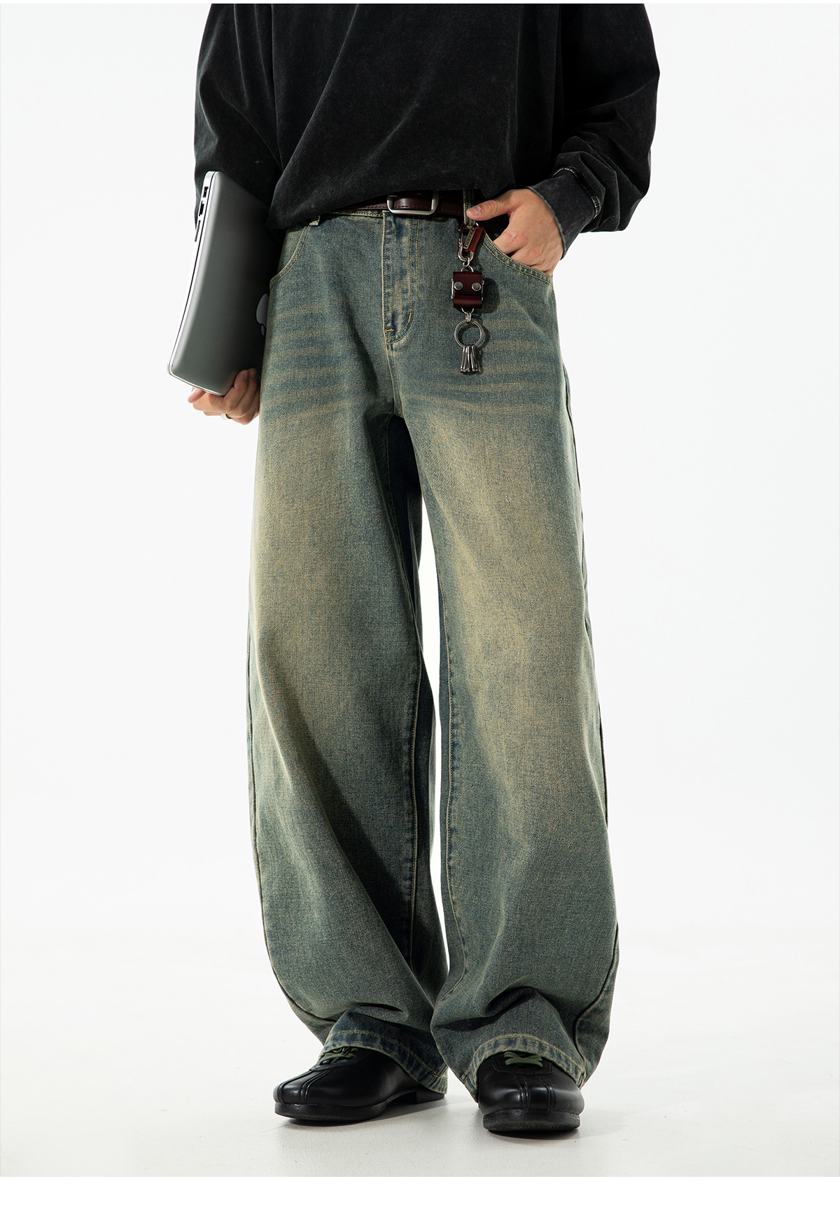 美式复古做旧水洗廓形牛仔裤男秋季新款潮牌直筒裤质感宽松长裤子详情28