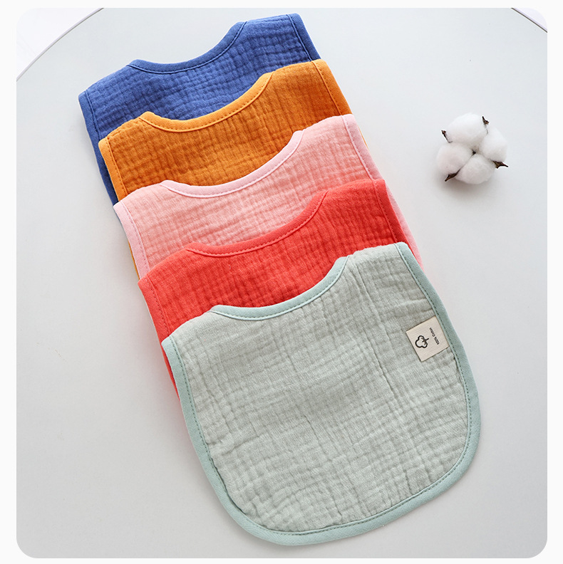 亚马逊新生儿围嘴六层绉布棉纱宝宝口水巾吸水婴儿围兜纯棉详情13