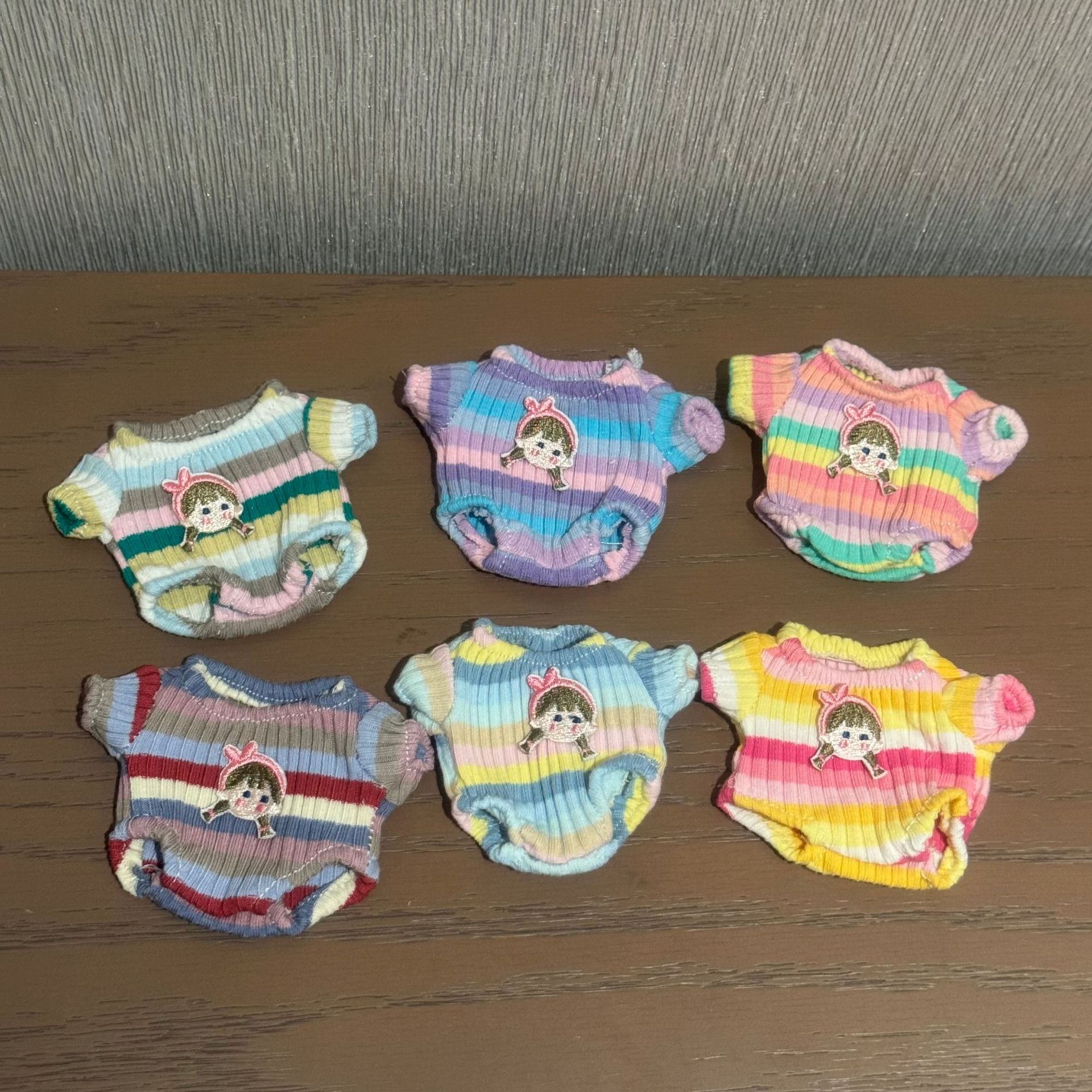 17CM搪胶玩具坐娃可爱女孩条纹连体衣上衣公仔玩偶服装娃衣换装详情1