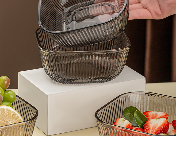 Glass bowl opening event Gift promotion: Vertical patterned glass cups and bowls, household water cups, dessert salad bowls, two-piece set pic 4