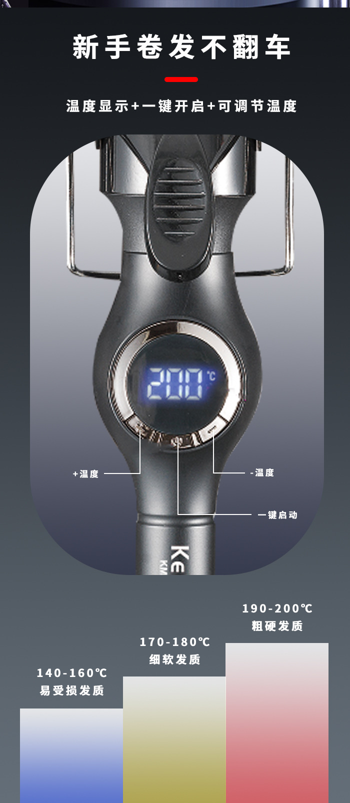 科美KM-2828 自动卷发棒夹板直发梳负离子不伤发蛋卷棒夹发棒卷发器详情5