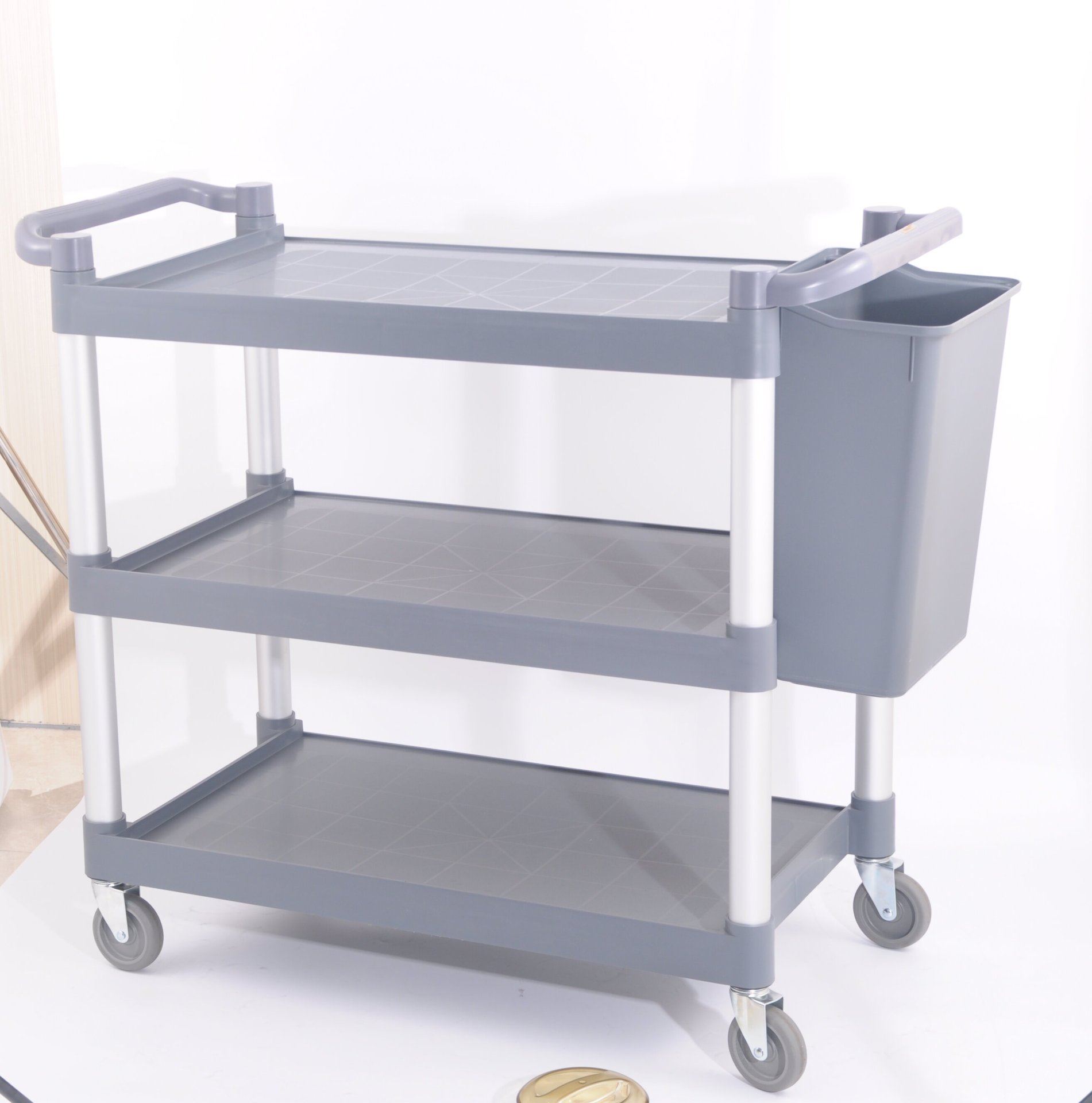 Three-layer plastic food collection cart, hotel food delivery cart, restaurant commercial trolley, restaurant mobile serving cart, beverage cart pic 11
