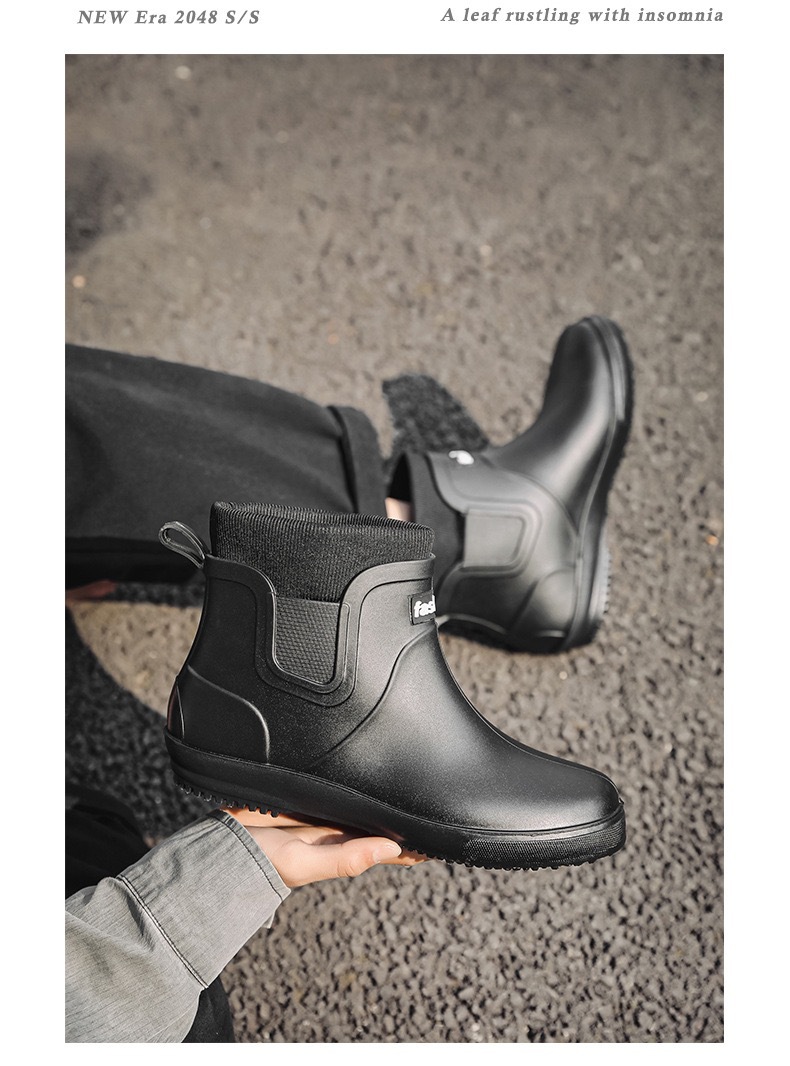 跨境雨鞋男士时尚雨靴防滑低筒新款切尔西成人户外钓鱼防水靴外贸详情9