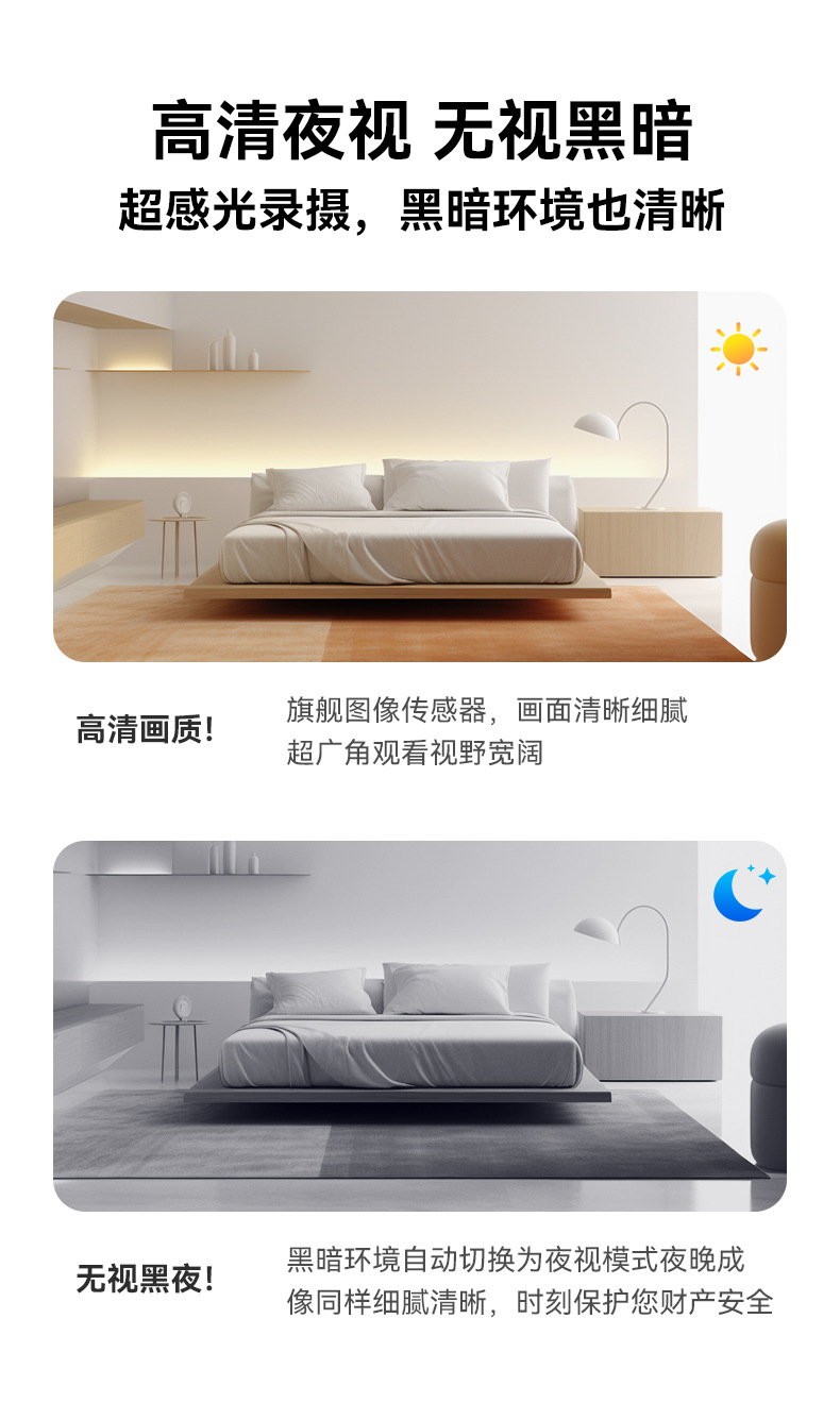 Ultra-high-definition camera wireless monitoring, unplugged home network, indoor and outdoor video recording, mobile phone remote night vision device pic 9