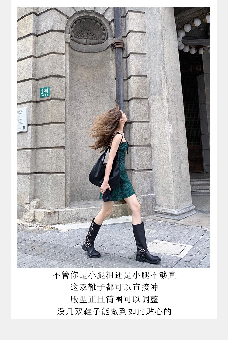 【sheii苏茵茵】梦玲同款~阿miu真皮中高筒西部牛仔靴女骑士长靴详情18