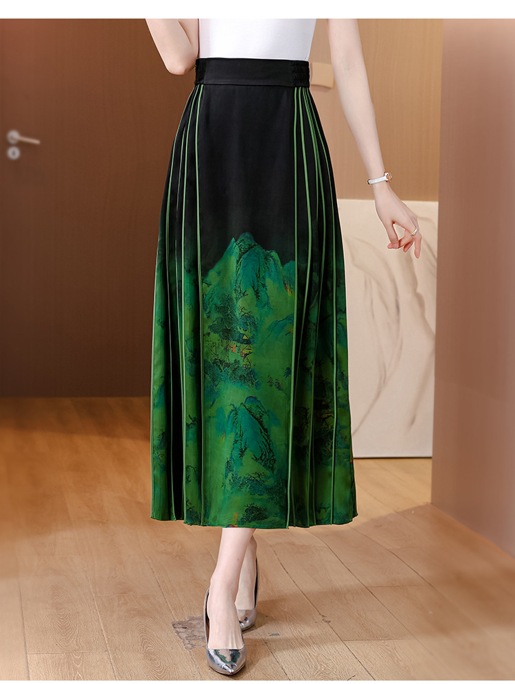 高品质气质马面裙香云纱新款高腰显瘦轻国风桑蚕丝真丝A字半身裙国潮详情14