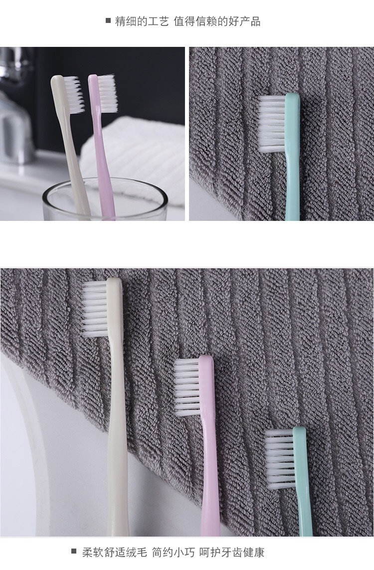 Macaron Japanese soft-bristled toothbrush for adult women with protective case, family set for guests, one-time 10-piece set pic 5