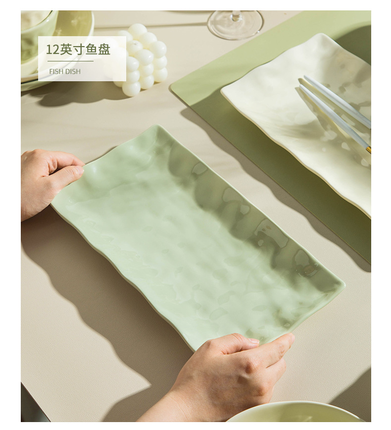 Underglaze cream style ceramic tableware, light luxury home use, high appearance level bowl, plate, vegetable plate DIY combination bowl and chopstick set pic 20