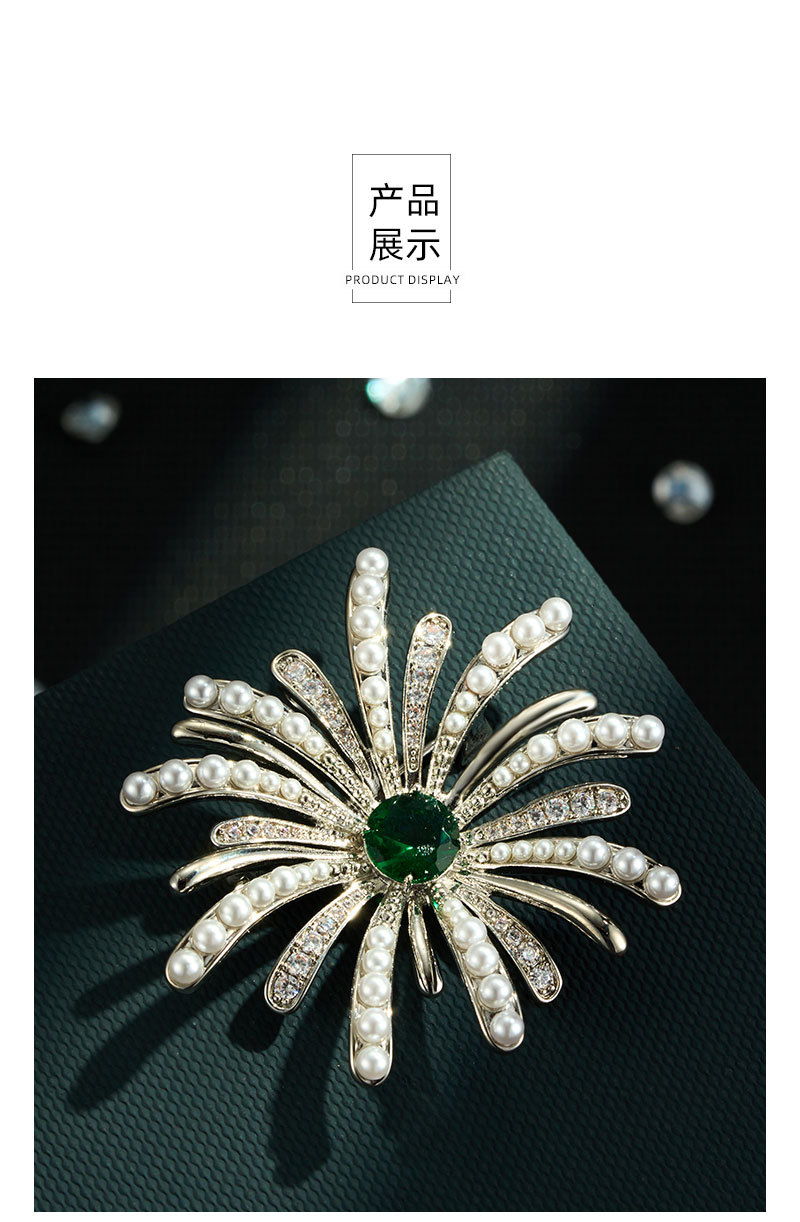 The light luxury and high-end starlight fireworks brooch features an original design of copper alloy, real gold electroplating and zircon imitation pearl pic 19