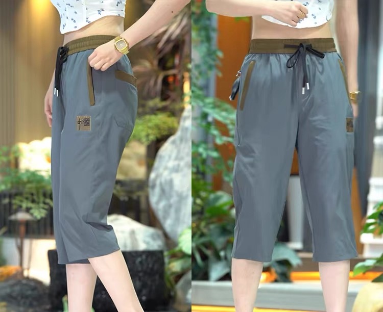 直筒休闲裤女夏季薄款冰丝速干运动裤潮流时尚百搭弹力女士七分裤详情21