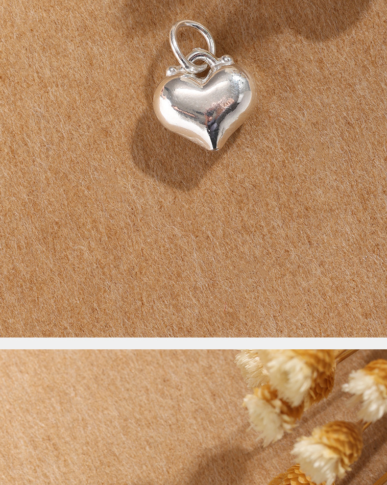 999 pure silver pendant, heart-shaped pure silver cherry blossom necklace, bracelet, pendant, handcrafted bracelet, beaded DIY jewelry accessories pic 12