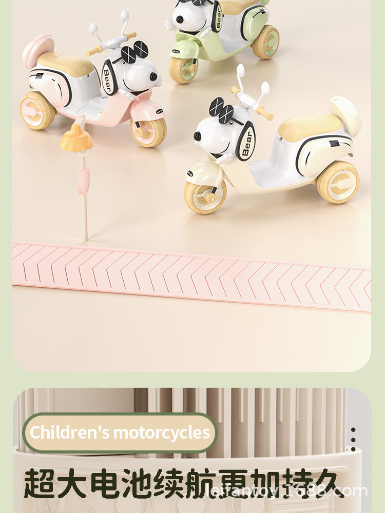单驱动儿童电动摩托车宝宝电动三轮车可坐可骑带早教遥控玩具车详情6