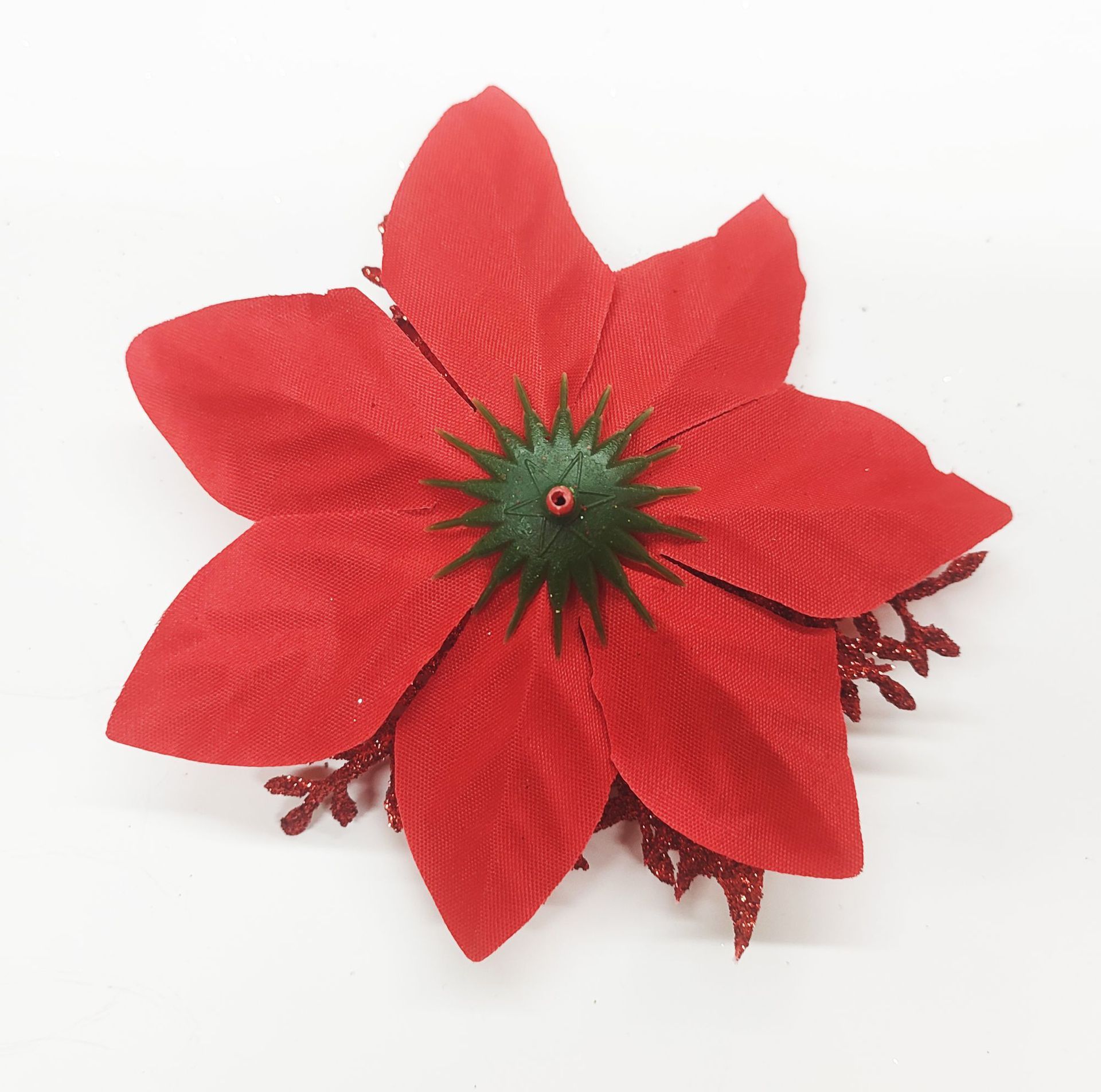 跨境爆款圣诞节圣诞花装饰品仿真金粉塑料花圣诞树点缀办公文化园艺玫瑰详情9