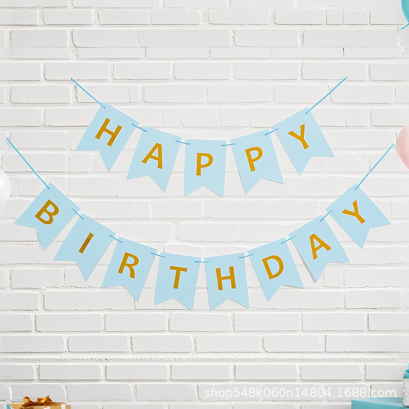 英文烫金生日快乐燕尾拉旗节日派对字母彩旗横幅拉花拉旗派对装饰详情9