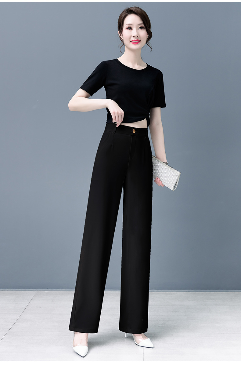 高腰垂感阔腿女裤夏季薄款2024新款直筒裤宽松显瘦冰丝休闲裤包邮详情22