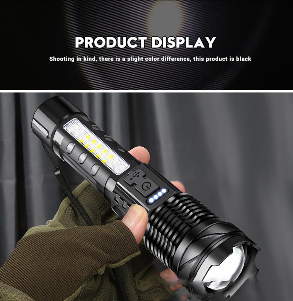 New cross-border high-intensity flashlight usb charging outdoor clear laser flashlight with COB work light pic 15