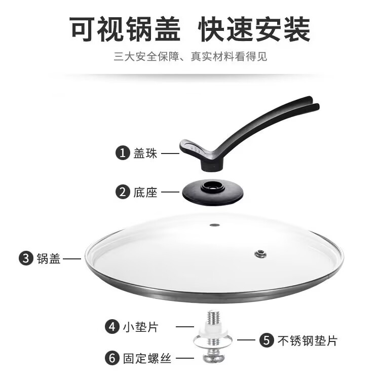 锅盖家用帽透明钢化玻璃耐热蒸锅炒菜锅盖不锈钢圆形汤锅盖子代发详情8