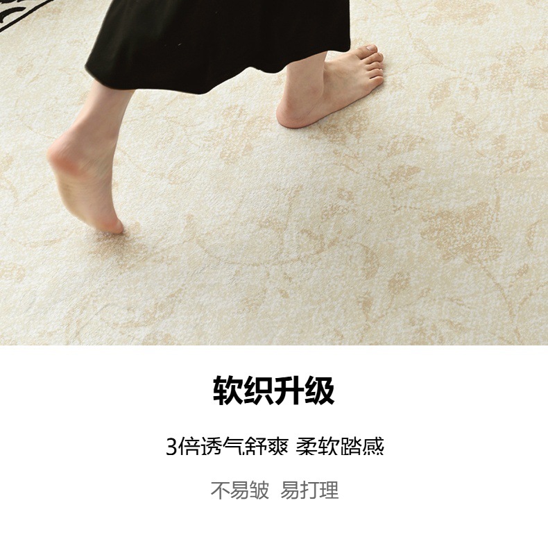 法式异形卧室地毯客厅耐脏易打理2025新款花卉免洗高级感沙发地垫详情2