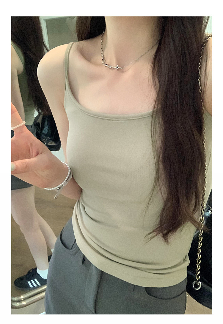 港风高级设计感辣妹别致带胸垫小吊带女夏季2024新款无袖外穿内搭详情36