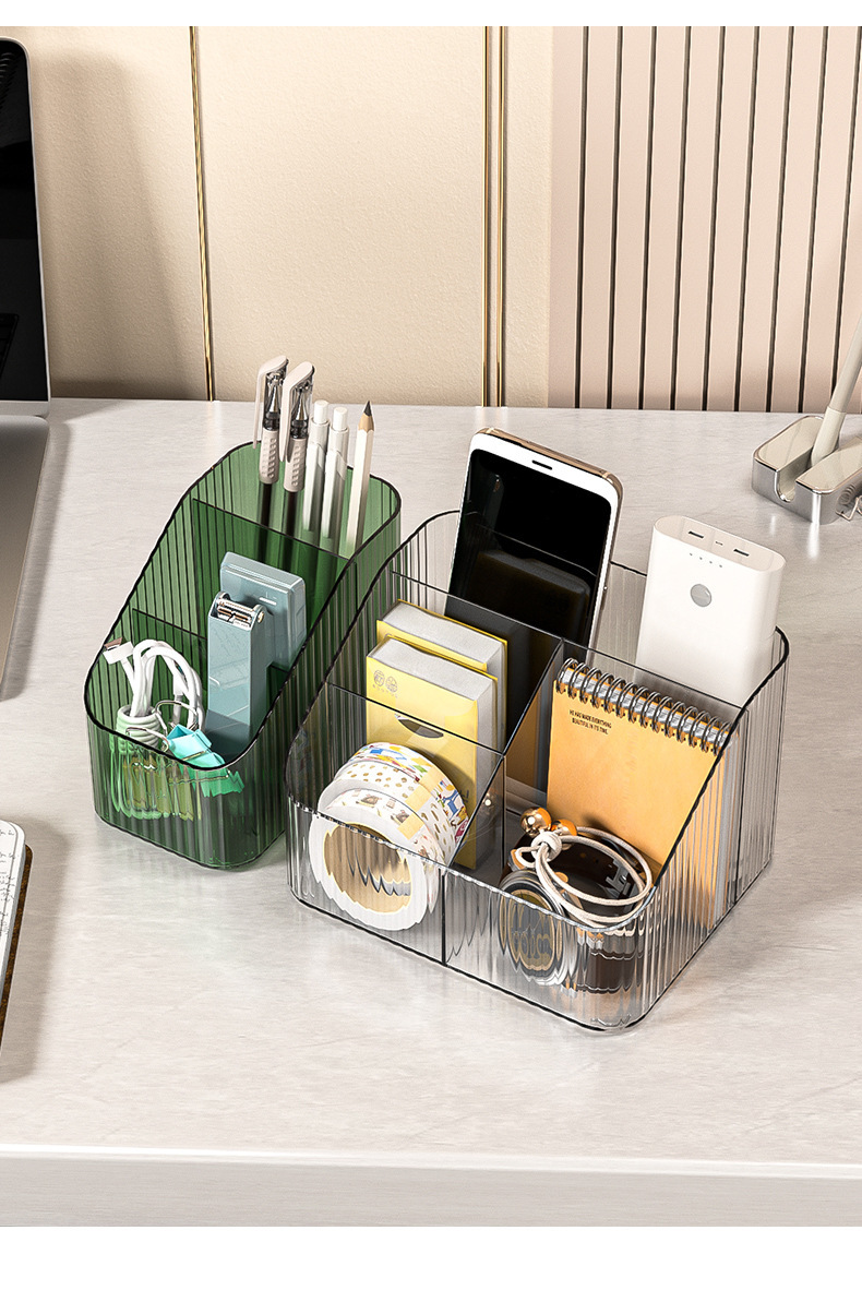 The transparent cosmetic storage box on the desk exudes a high-end feel. The light luxury acrylic dressing table storage box and pen holder are suitable for office use pic 19