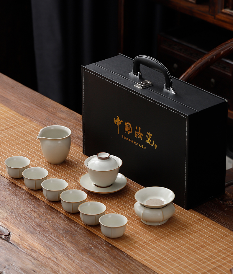 6ga汝窑功夫茶具茶盘套装家用小型轻奢陶瓷客厅办公室会客礼盒装详情8