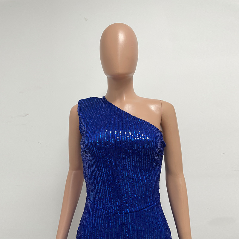 新中式无袖连体衣独立站夏季单肩亮片连体裤女批发详情25