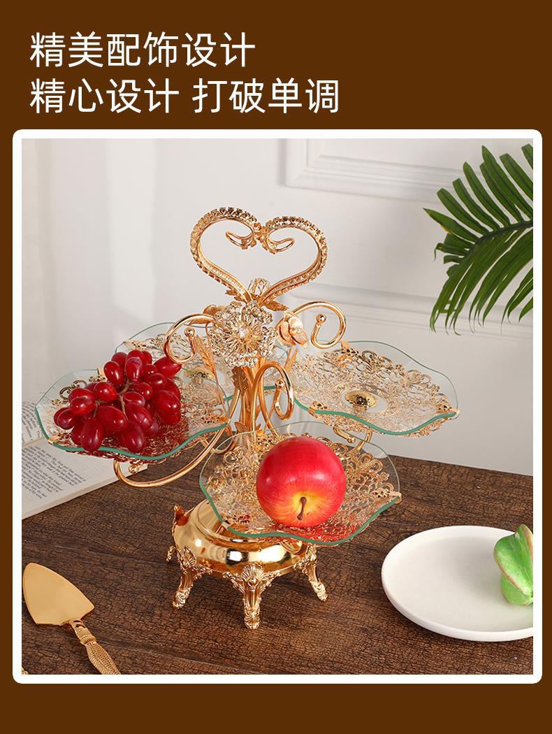 欧式玻璃水果盘创意客厅糖果盆双层三层四层茶几家用酒店KTV摆件详情9