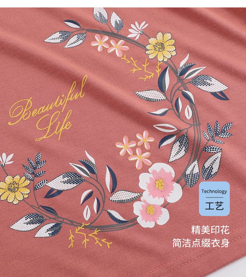 妈妈睡衣女夏季莫代尔短袖七分裤薄款中老年加大码宽松家居服套装详情8