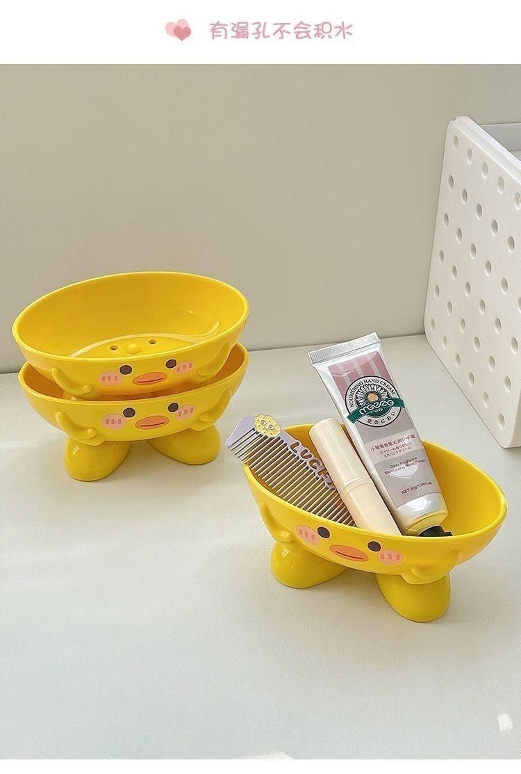 Soap box, home cute cartoon bathroom soap box, draining little yellow duck soap box, thickened storage rack for dormitory pic 11