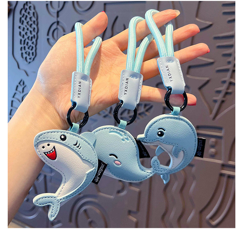 创意PU皮革海洋生物钥匙扣公仔挂件可爱海豚书包钥匙链挂饰小礼品详情7