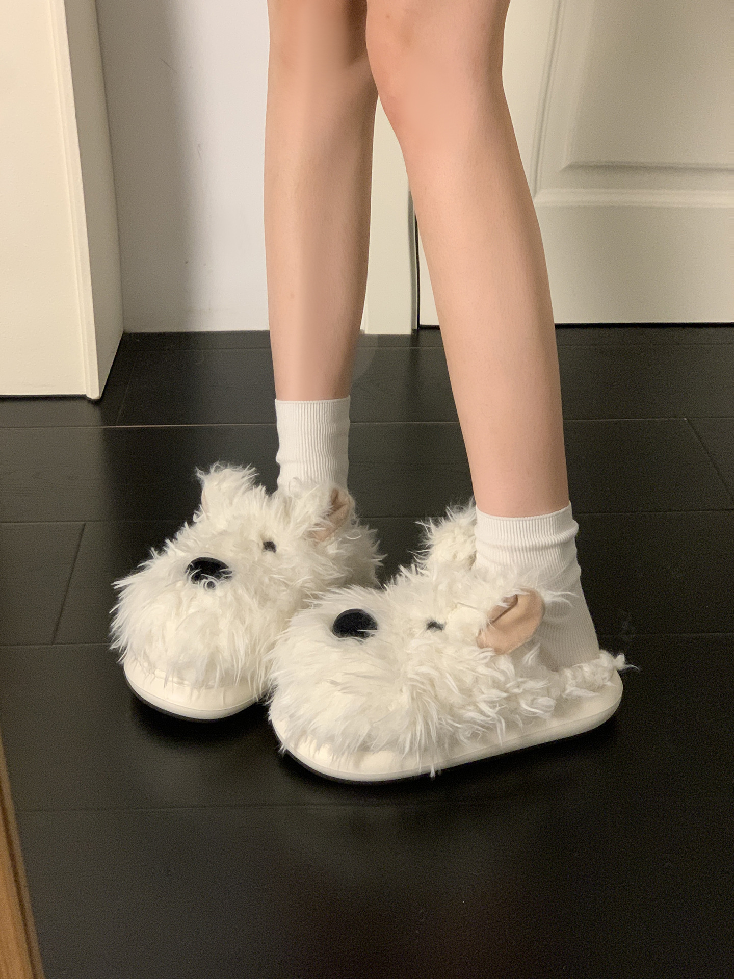 百搭潦草小狗毛毛拖鞋女外穿2025秋冬新款厚底增高保暖包头棉拖鞋详情16