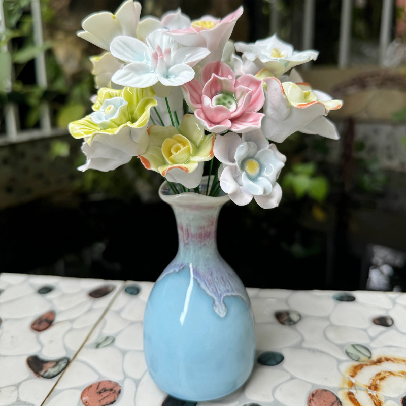 景德镇高温手工陶瓷花朵仿真假花装饰摆件花束DIY手捏陶瓷花永生详情3