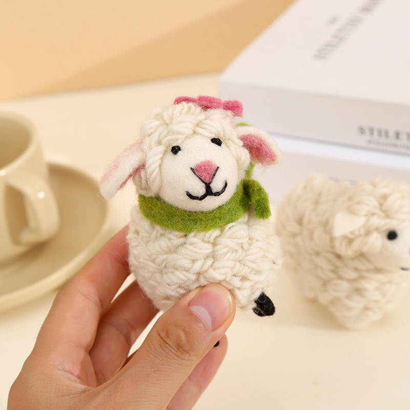 Little sheep handmade wool felt pendant, cute sheep bag pendant, plush car keychain doll gift pic 9