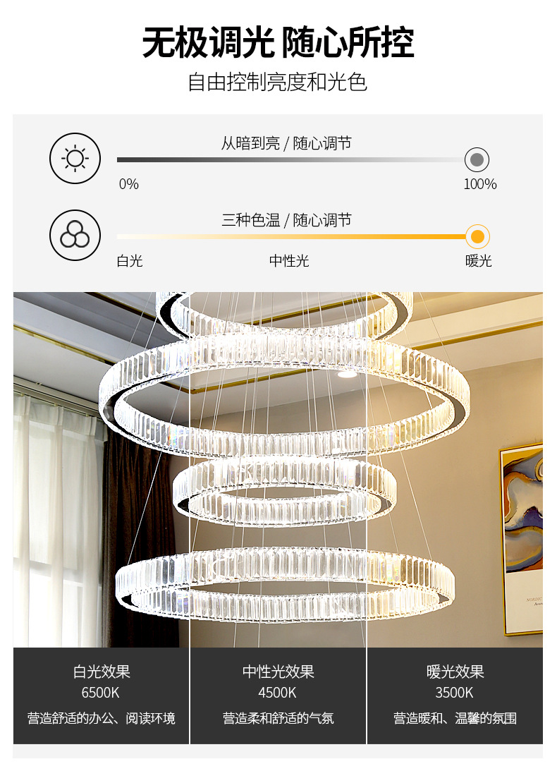 客厅吊灯2025年挑空楼梯吊灯轻奢水晶灯楼中楼餐吊灯具别墅楼吊灯详情8