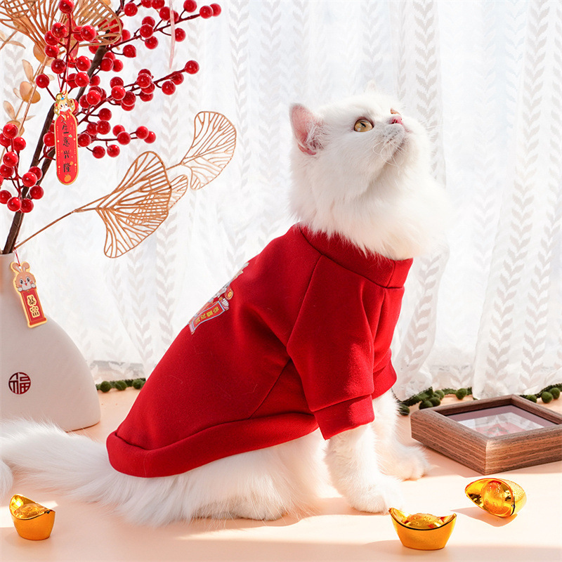 Año nuevo ropa de mascotas otoño invierno más peluche dos pies hoodies para perros ropa de gato teddy suministros fabricantes al por mayor pic 11