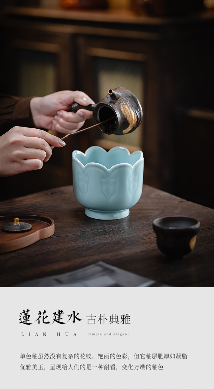 中式复古陶瓷建水功夫茶具零配干泡台茶渣桶禅意茶洗杯洗茶道配件详情4