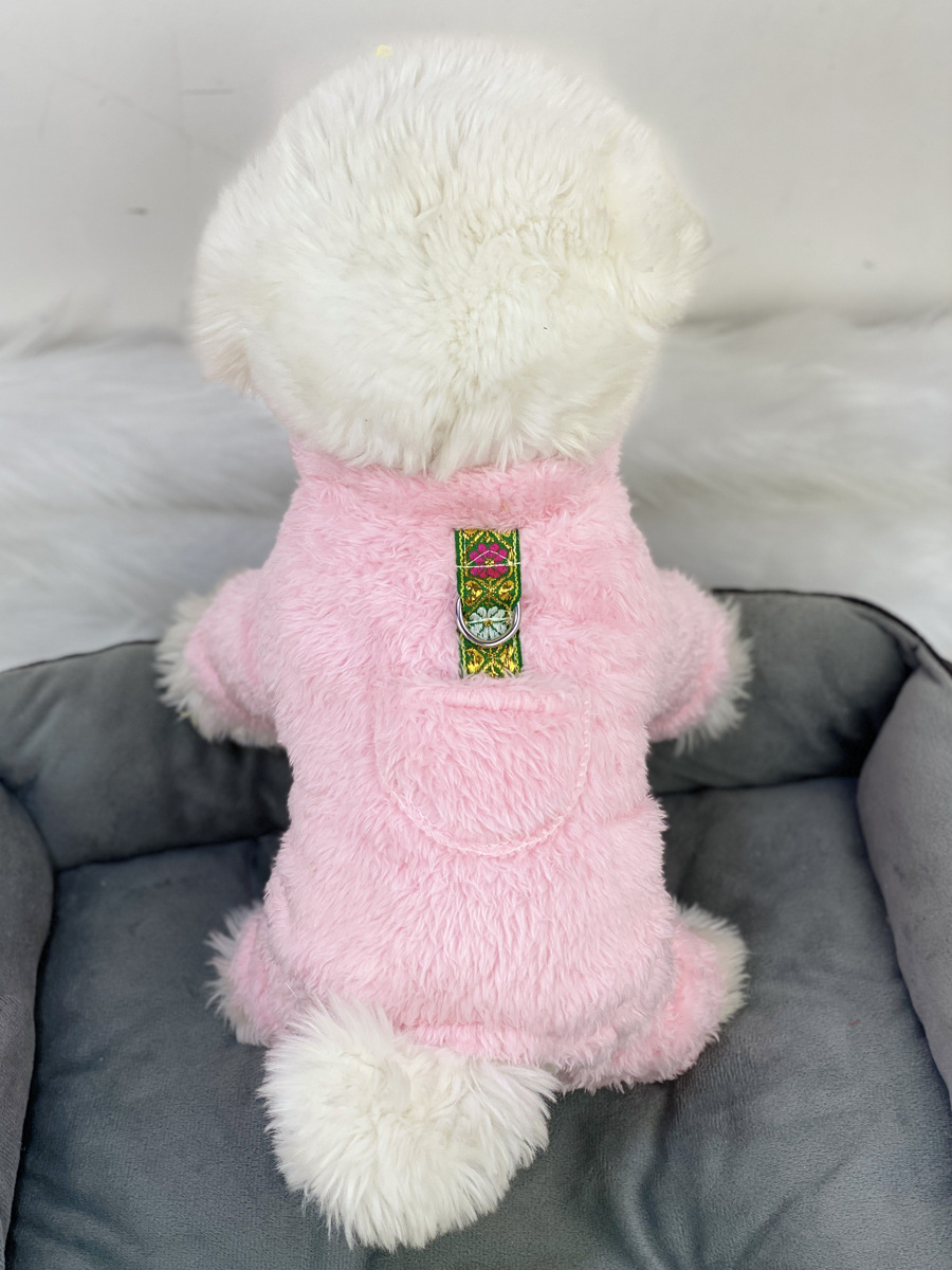 超小体狗狗猫咪衣服秋冬季毛绒四脚小码奶狗奶猫幼犬茶杯犬带牵引详情23