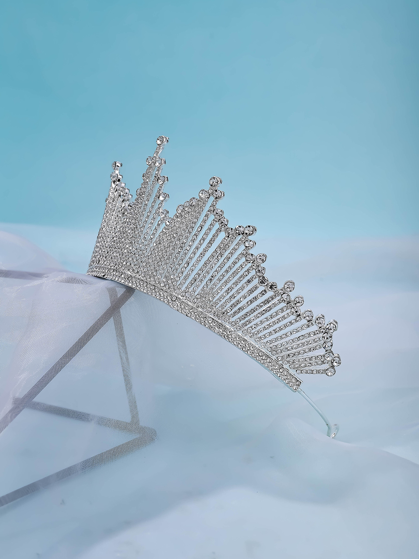 New personalized diamond silver princess headwear, grand and luxurious wedding dress, super glittering crystal, elegant fairy hair accessory, crown pic 12