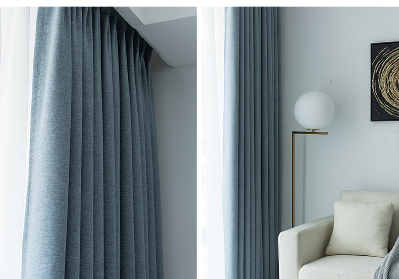 Swan Cotton and linen modern and simple living room and bedroom curtains, solid color thickened fully blackout linen curtain fabric manufacturer for homestays pic 13