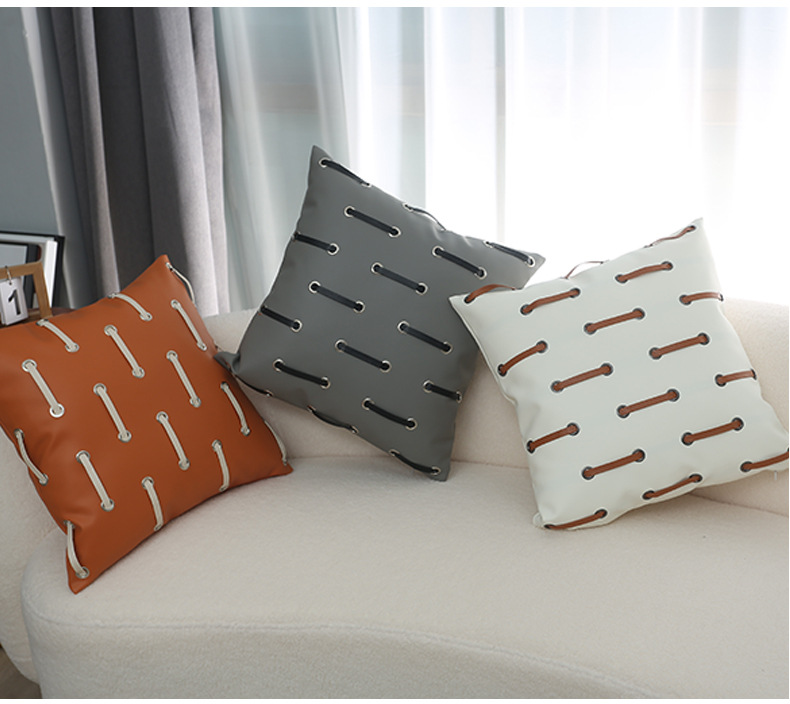 北欧简约美式皮革编绳靠枕跨境家居客厅沙发抱枕套沙发靠垫靠枕套详情14