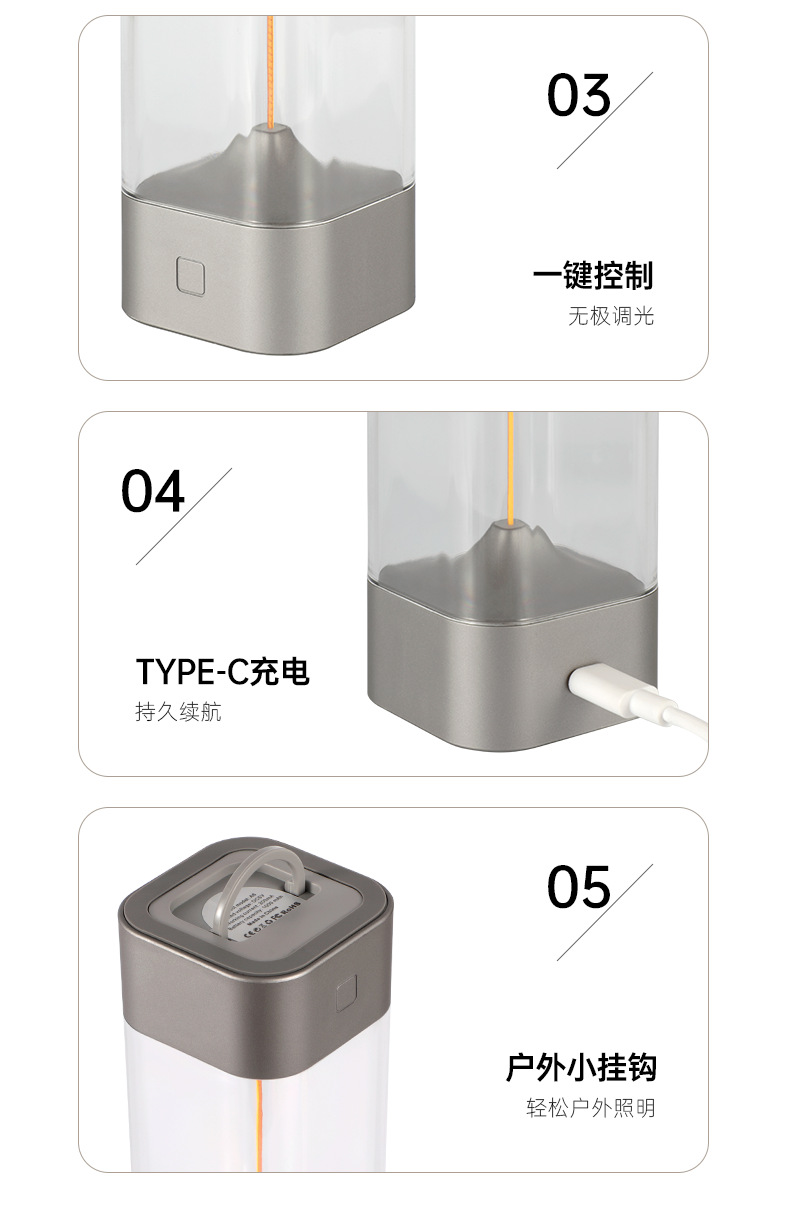 素觅2024年新款磁吸小夜灯便携量子台灯露营卧室床头呼吸灯礼品详情13