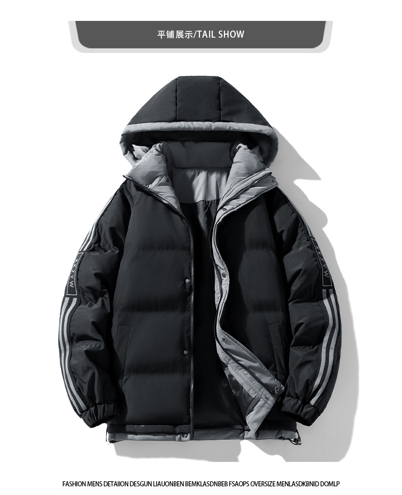 M-8XL Cross-border cotton-padded jacket for men, winter loose, waterproof, thickened cotton-padded jacket, casual and warm bread jacket, hooded cotton-padded jacket pic 10