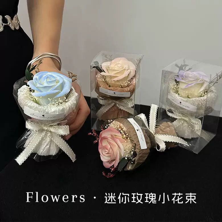 迷你口袋见面小花束玫瑰向日葵永生花仿真花伴手礼盒生日礼物装饰详情1