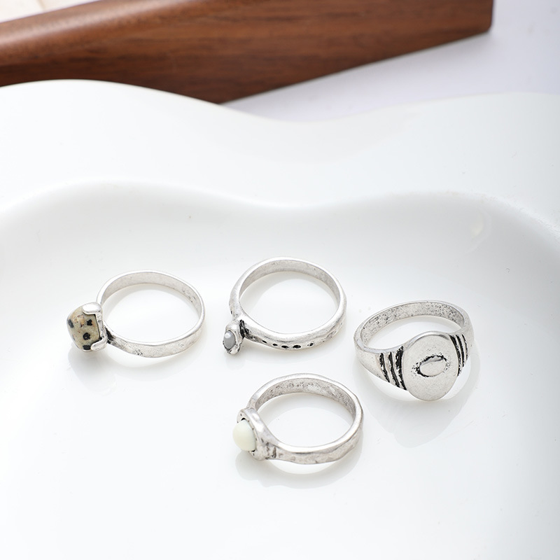 韩系小众设计mars手工复古做旧天然斑点石戒指简约百搭叠戴奶牛戒详情7