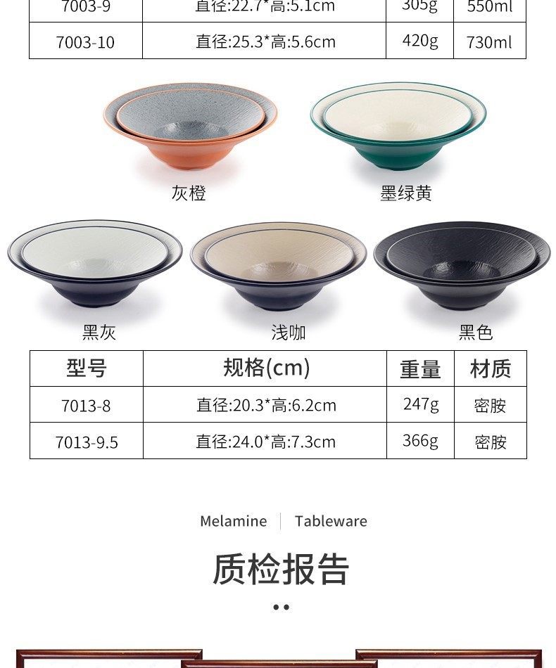 密胺日式斗笠碗菜碗凉皮拌面碗商用浅口碗沙拉碗创意特色汤碗面碗详情8